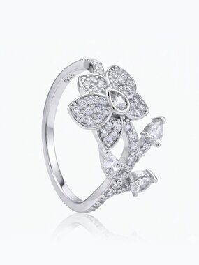 Floral Ring, 925 Sterling Silver Charmed Aroma Flower Collection